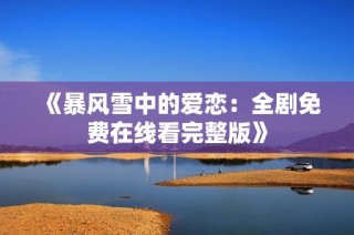 《暴风雪中的爱恋：全剧免费在线看完整版》