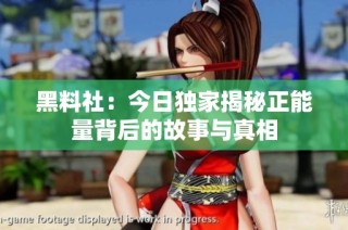 黑料社：今日独家揭秘正能量背后的故事与真相