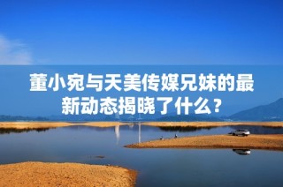 董小宛与天美传媒兄妹的最新动态揭晓了什么？