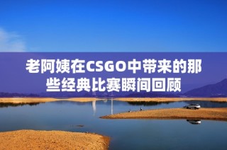 老阿姨在CSGO中带来的那些经典比赛瞬间回顾