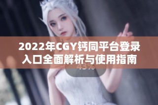 2022年CGY钙同平台登录入口全面解析与使用指南