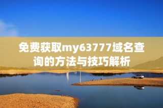 免费获取my63777域名查询的方法与技巧解析