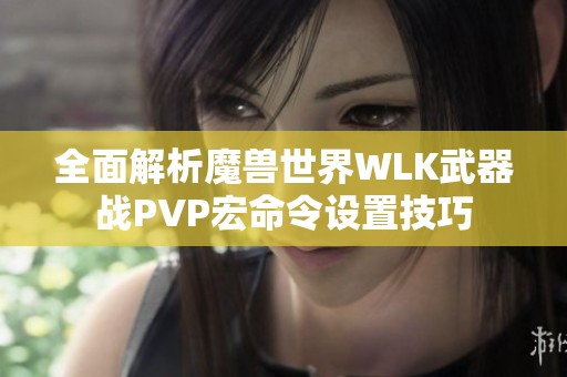 全面解析魔兽世界WLK武器战PVP宏命令设置技巧