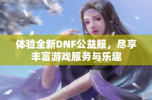 体验全新DNF公益服，尽享丰富游戏服务与乐趣