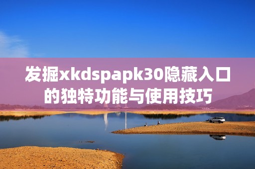 发掘xkdspapk30隐藏入口的独特功能与使用技巧