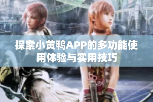 探索小黄鸭APP的多功能使用体验与实用技巧