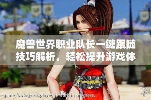 魔兽世界职业队长一键跟随技巧解析，轻松提升游戏体验