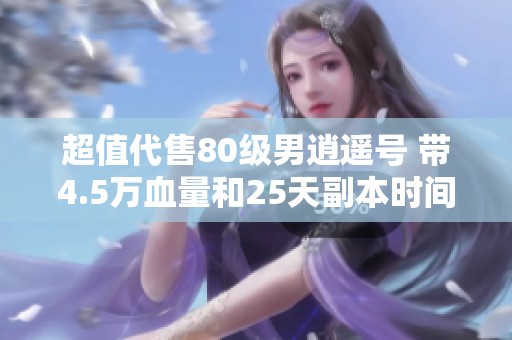 超值代售80级男逍遥号 带4.5万血量和25天副本时间