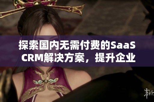 探索国内无需付费的SaaS CRM解决方案，提升企业管理效率