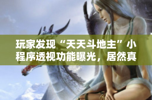 玩家发现“天天斗地主”小程序透视功能曝光，居然真的有外挂存在