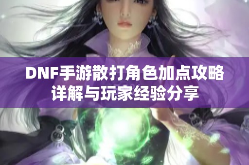 DNF手游散打角色加点攻略详解与玩家经验分享